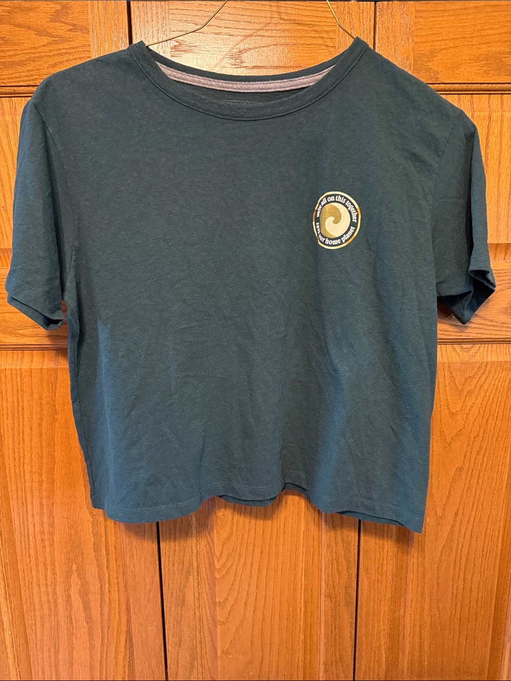 Patagonia Women’s Cropped Graphic Tee - Dark Teal-Size: Large